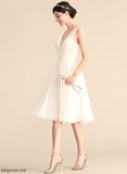 Wedding Lucile Chiffon A-Line Lace With Ruffle Knee-Length Dress Wedding Dresses V-neck
