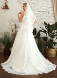 With A-Line Court Arely Sweetheart Tulle Wedding Dresses Wedding Lace Train Dress