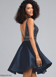 A-Line With Sequins Satin Short/Mini V-neck Beading Sydnee Prom Dresses