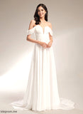 With Chiffon A-Line Court Wedding Off-the-Shoulder Louise Train Wedding Dresses Dress Pleated