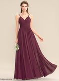V-neck Neckline Floor-Length Silhouette Length Ruffle Fabric A-Line Embellishment Crystal Bridesmaid Dresses