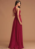 Scoop Chiffon Prom Dresses Lace Floor-Length Lorna A-Line