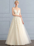 With Beading Floor-Length Thirza Tulle Sequins A-Line Wedding Dresses Dress V-neck Wedding