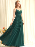 Floor-Length Neckline Pleated V-neck Embellishment Silhouette A-Line Fabric Length Liz A-Line/Princess Floor Length Bridesmaid Dresses