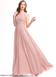 Chiffon Pleated Miranda Floor-Length Prom Dresses With A-Line V-neck