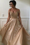 2024 Off-the-Shoulder Sweetheart Long Pink A-Line Beads Open Back Bridesmaid Dresses