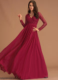 Lace Straps&Sleeves Neckline A-Line Fabric Floor-Length V-neck Length Silhouette Luna Sleeveless A-Line/Princess Bridesmaid Dresses