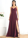 Ruffle Floor-Length Fabric A-Line Embellishment Neckline Length SplitFront Silhouette V-neck Aileen V-Neck Bridesmaid Dresses