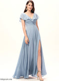 Neckline Length Fabric A-Line SplitFront Embellishment Silhouette Floor-Length V-neck Kira Floor Length Natural Waist Bridesmaid Dresses