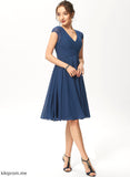 Dress Chiffon Cocktail Dresses A-Line Cocktail V-neck Knee-Length Maren With Ruffle