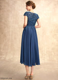 Neck Scoop A-Line Chiffon Mother of the Bride Dresses Lace Dress Tea-Length Bride Brenna of the Mother