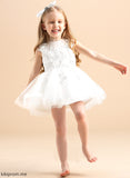 Mila - Knee-length With Flower Girl Dresses Beading/Appliques Flower Ball-Gown/Princess Scoop Tulle Dress Girl Sleeveless Neck