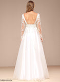 With Beading A-Line Sequins Lace Wedding Dresses Floor-Length Wedding Val Dress Tulle V-neck