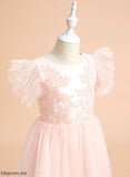 Sleeveless Tamara A-Line Neck Dress Girl Satin/Tulle Knee-length - Scoop Flower Girl Dresses Lace Flower With
