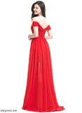 Neckline Fabric Silhouette SweepTrain Pleated Off-the-Shoulder Embellishment Length A-Line Catherine Bridesmaid Dresses