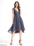 Pleated Harmony V-neck Asymmetrical Dress Cocktail Cocktail Dresses Lace Chiffon A-Line With