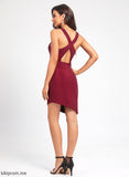 Scoop Pleated Polyester Cocktail Dresses Dress Sheath/Column Giada Asymmetrical With Cocktail Neck