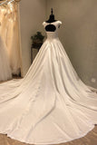 Ivory OPen Back Simple Satin Long Lace Up Prom Dresses