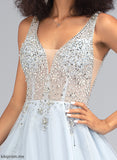 Beading Prom Dresses Tulle With Short/Mini A-Line Sequins V-neck Marlie