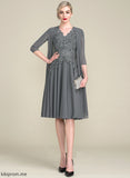 A-Line With Knee-Length of the Mother of the Bride Dresses Katie Mother V-neck Dress Beading Bride