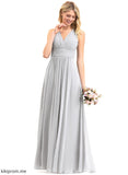 Embellishment Floor-Length Silhouette Ruffle Fabric Pockets Bow(s) A-Line Length Neckline V-neck Abbigail Bridesmaid Dresses