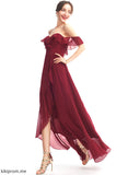 Dress Cocktail Cocktail Dresses Ruffle Nan Asymmetrical Off-the-Shoulder Front Chiffon Split With A-Line