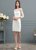 With Abigayle Wedding Crepe Dress Lace Knee-Length Stretch Bow(s) Wedding Dresses Sequins Sheath/Column Illusion