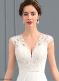 Wedding Dresses Wedding Split Train Lace A-Line V-neck Chiffon Dress Sweep With Front Mavis