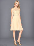 Cocktail Cocktail Dresses Lace Knee-Length Neck Pleated Scoop Myah With A-Line Chiffon Dress