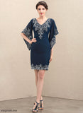 Daniella of Mother of the Bride Dresses Mother V-neck Dress Sequins the Bride Sheath/Column Chiffon With Lace Knee-Length