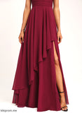 Fabric V-neck Neckline Embellishment Silhouette A-Line Length Floor-Length Ruffle Monica Natural Waist Floor Length Bridesmaid Dresses