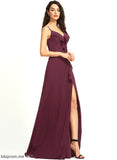 Jaidyn Prom Dresses With Chiffon Floor-Length Ruffle V-neck Sheath/Column
