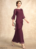 Bride A-Line Mother of the Bride Dresses Ankle-Length Chiffon Ruffles Mother Dress of the Neck Miriam Scoop Cascading With