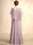 V-neck Elaina With Dress Ruffle of Mother Floor-Length the Bride Chiffon A-Line Mother of the Bride Dresses