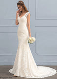 Wedding Train Dress Lace Angel Trumpet/Mermaid Wedding Dresses Court V-neck