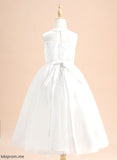 Sleeveless Scoop Neck Girl Cassidy Tulle Beading - Flower A-Line Dress Tea-length With Flower Girl Dresses