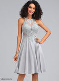 Knee-Length A-Line Dress Scoop Neck Cocktail Dresses With Lace Cocktail Chiffon Sequins Jada