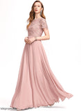 Scoop Prom Dresses With Lace Floor-Length A-Line Joanna Chiffon Sequins