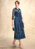 Bow(s) Bride Prudence Tea-Length With Mother Sequins A-Line of V-neck Dress Lace Mother of the Bride Dresses Chiffon the