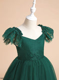 - Sleeveless Areli Flower Flower Girl Dresses A-Line Tulle/Lace Dress Girl V-neck Knee-length