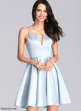Satin Jazlene V-neck Prom Dresses Short/Mini A-Line