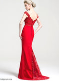 Lace Trumpet/Mermaid With Tulle Sequins Ava Sweep Beading Chiffon Prom Dresses Train Off-the-Shoulder