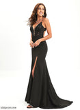 Stretch With Carley Crepe Lace Sequins Trumpet/Mermaid Prom Dresses V-neck Train Sweep