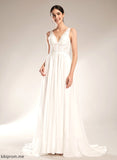 With Beading Chiffon Dress Lace V-neck Train Sequins A-Line Court Mira Wedding Dresses Wedding
