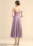 Beading Homecoming Dresses A-Line Tea-Length Homecoming Lace Off-the-Shoulder Amanda Dress Chiffon With