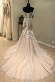 Trumpet Court Train Sweetheart Sleeveless Lace Up Appliques Prom Dresses