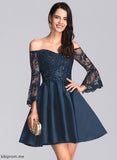 Off-the-Shoulder Homecoming Dresses A-Line Erin Homecoming With Short/Mini Lace Satin Dress