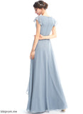 SplitFront Fabric Embellishment Ruffle Silhouette A-Line Floor-Length V-neck Length Neckline Kylie Trumpet/Mermaid Bridesmaid Dresses