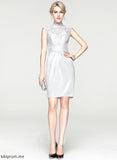 Neck Cocktail Dress Lace Ruffle Harper Cocktail Dresses High Knee-Length Charmeuse Sheath/Column With