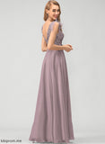 Prom Dresses Floor-Length Eliza A-Line Feather Flower(s) Chiffon Sequins V-neck With Beading